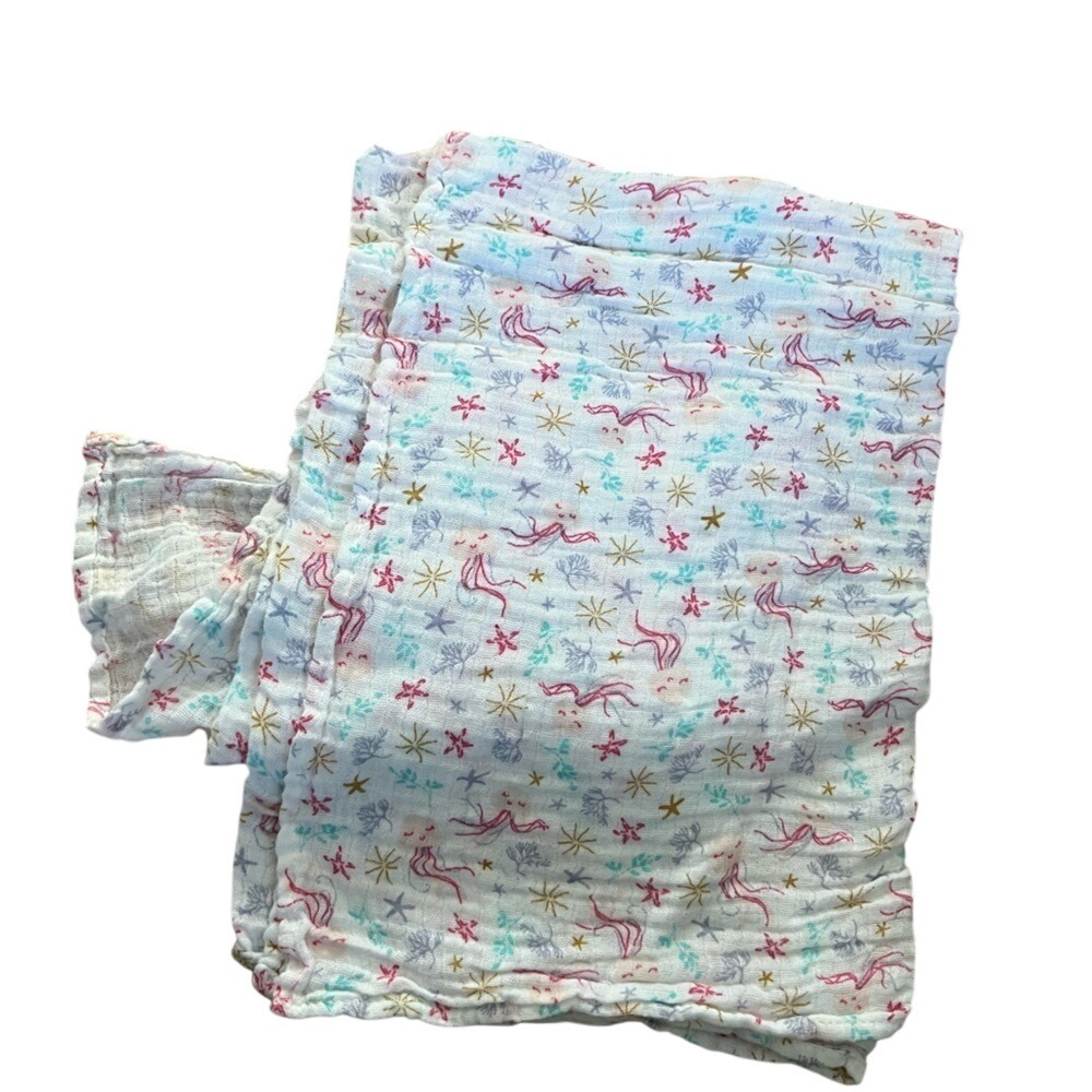 Kyle & Deena under the sea print jellyfish muslin‎ infant blanket  baby swaddle